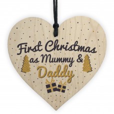 First 1st Christmas Daddy Tree Decoration Bauble Wooden Heart