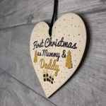 First 1st Christmas Daddy Tree Decoration Bauble Wooden Heart