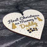 First 1st Christmas Daddy Tree Decoration Bauble Wooden Heart