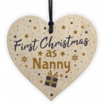 First 1st Christmas As Nanny Tree Decoration Bauble Wooden Heart