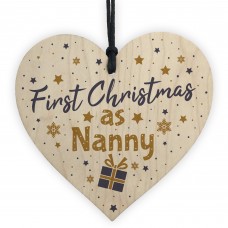 First 1st Christmas As Nanny Tree Decoration Bauble Wooden Heart