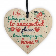 Love Brings You Home Shabby Chic Wooden Heart Memorial Plaque 