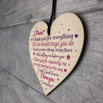 THANK YOU Gift For Mum Mummy Birthday Christmas Heart Plaque