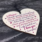 THANK YOU Gift For Mum Mummy Birthday Christmas Heart Plaque