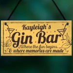 Personalised Gin Bar Signs Gin Gifts for Women Gin Lovers