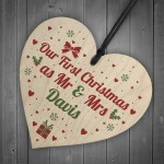 PERSONALISED First 1st Christmas as Mr & Mrs Bauble Decoration