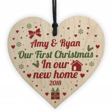 PERSONALISED First Christmas In New Home Wooden Heart Plaque