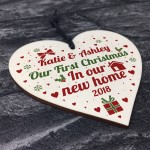 PERSONALISED First Christmas In New Home Wooden Heart Plaque
