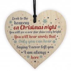 Christmas Memorial Decoration Bauble Wooden Heart Sign Keepsake