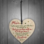 Mum Memorial Christmas Tree Bauble Decoration Wooden Heart Sign