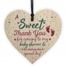 Baby Shower THANK YOU Wooden Heart Favour Tags Plaques
