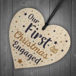 First Christmas Engaged Wooden Xmas Tree Decoration Heart