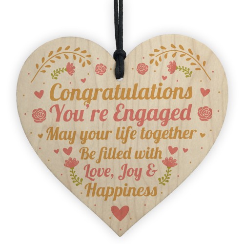 Wedding Engagement Couple Gift Congratulations Wood Heart Plaque
