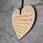 Wedding Engagement Couple Gift Congratulations Wood Heart Plaque