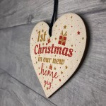 1st First Christmas New Home Plaque Wood Heart Tree Decoration