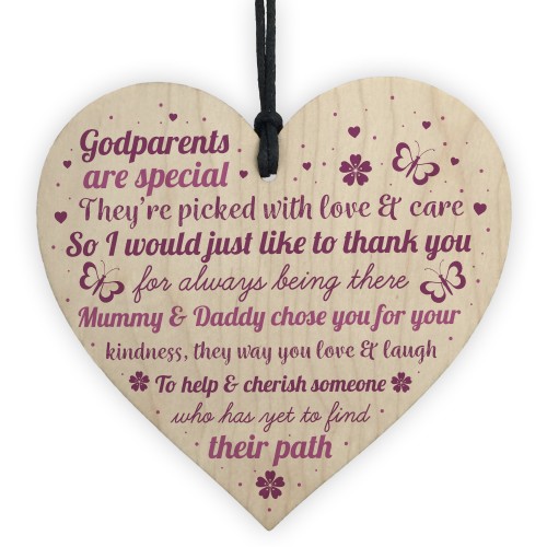 Novelty Godparent Christening Gift Wooden Heart Godmother Gifts