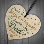 Special Angel Dad Heart Shaped Wood Memorial Grave Plaque