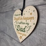 Special Angel Dad Heart Shaped Wood Memorial Grave Plaque