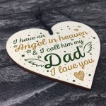 Special Angel Dad Heart Shaped Wood Memorial Grave Plaque