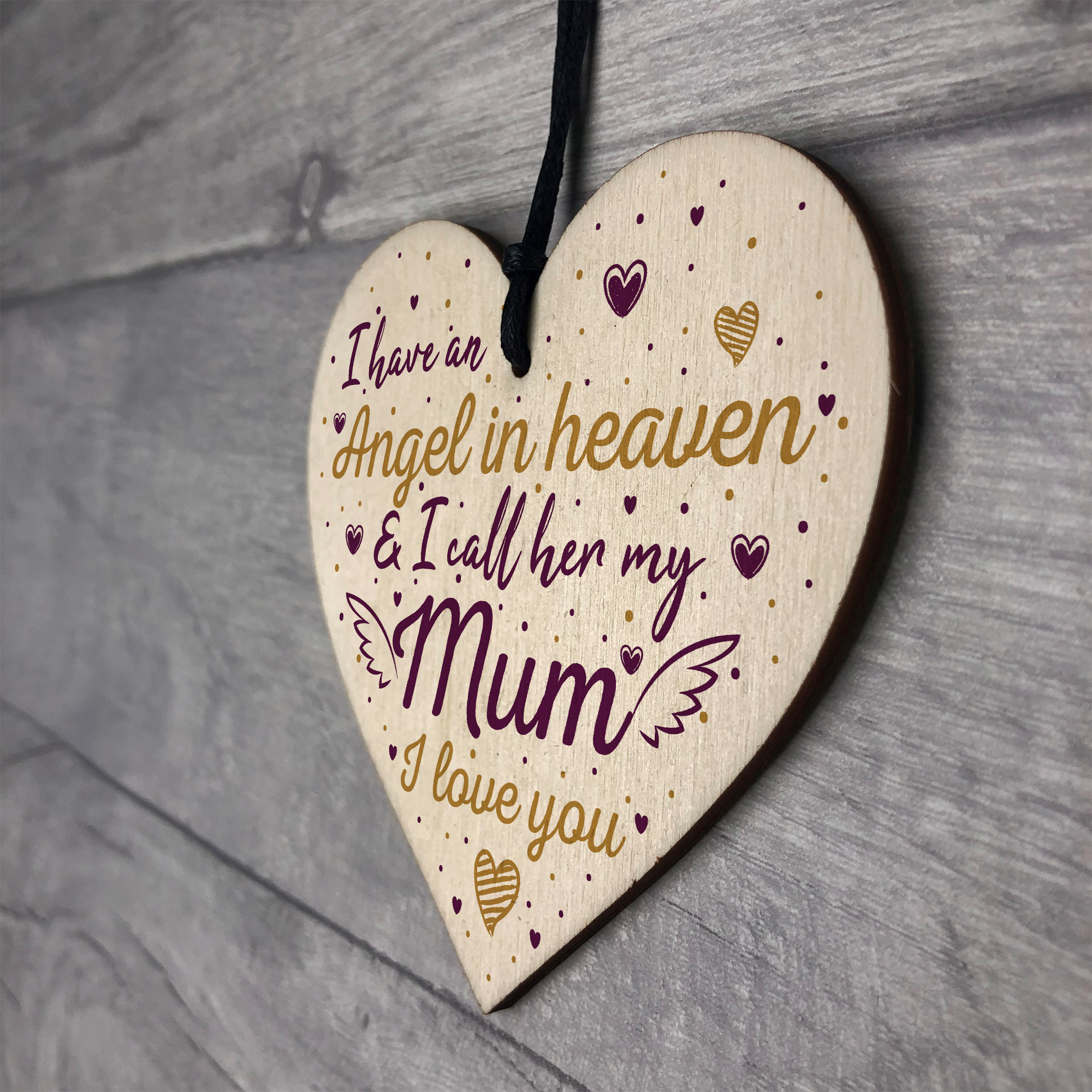 Family Tree Memorial Grave Wooden Hanging Heart Sign Remembrance Plaque Gift | UK
