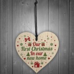 First Christmas New Home Wood Heart Tree Decoration Bauble Gift