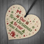 First Christmas New Home Wood Heart Tree Decoration Bauble Gift