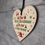First Christmas New Home Wood Heart Tree Decoration Bauble Gift