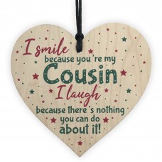 Novelty Cousin Family Friend Gift Wood Heart Thank You Keepsake