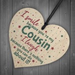 Novelty Cousin Family Friend Gift Wood Heart Thank You Keepsake