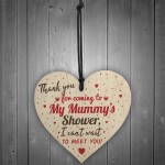 THANK YOU Gift For Baby Shower Wood Heart Favour Tag Plaque