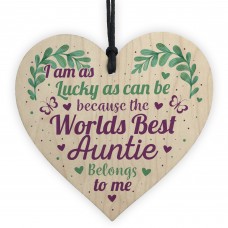 Birthday Gifts For Auntie THANK YOU Wooden Heart Plaque Sign