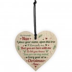 Christmas Memorial Nan Handmade Wooden Heart Tree Decoration