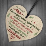 Christmas Memorial Nan Handmade Wooden Heart Tree Decoration