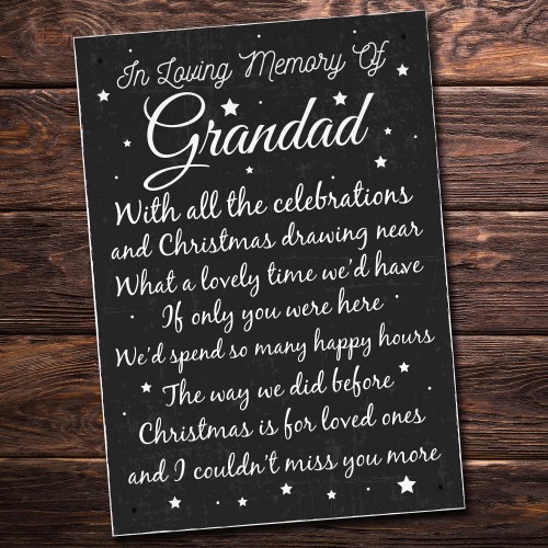 Dad Grandad In Memory Plaque Christmas Xmas Memorial Plaques