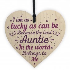 Keepsake Wooden Heart Plaque Birthday Thank You Gifts for Auntie