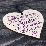 Keepsake Wooden Heart Plaque Birthday Thank You Gifts for Auntie