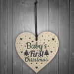 Babys My First Christmas Tree Bauble Decoration Wood Heart 1st