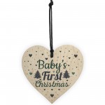 Babys My First Christmas Tree Bauble Decoration Wood Heart 1st