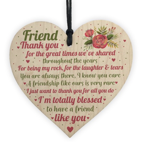Thank You Best Friend Heart Wooden Plaque Friend Birthday Gifts