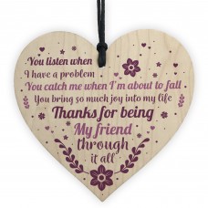 Friendship Best Friend Gift Wooden Heart Thank You Novelty Gift