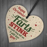 Funny Happy Christmas Gift Wooden Heart Boyfriend Mum Dad Sister