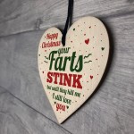Funny Happy Christmas Gift Wooden Heart Boyfriend Mum Dad Sister