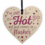 Funny 50th Birthday Gifts For Women Fifty Party Wood Heart Card 