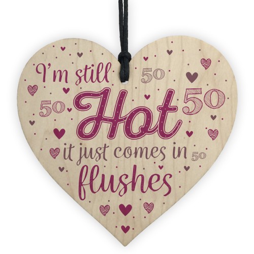 Funny 50th Birthday Gifts For Women Fifty Party Wood Heart Card 