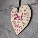 Funny 50th Birthday Gifts For Women Fifty Party Wood Heart Card 