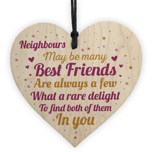 Neighbour Friendship Gift Handmade Wooden Heart Best Friend Sign