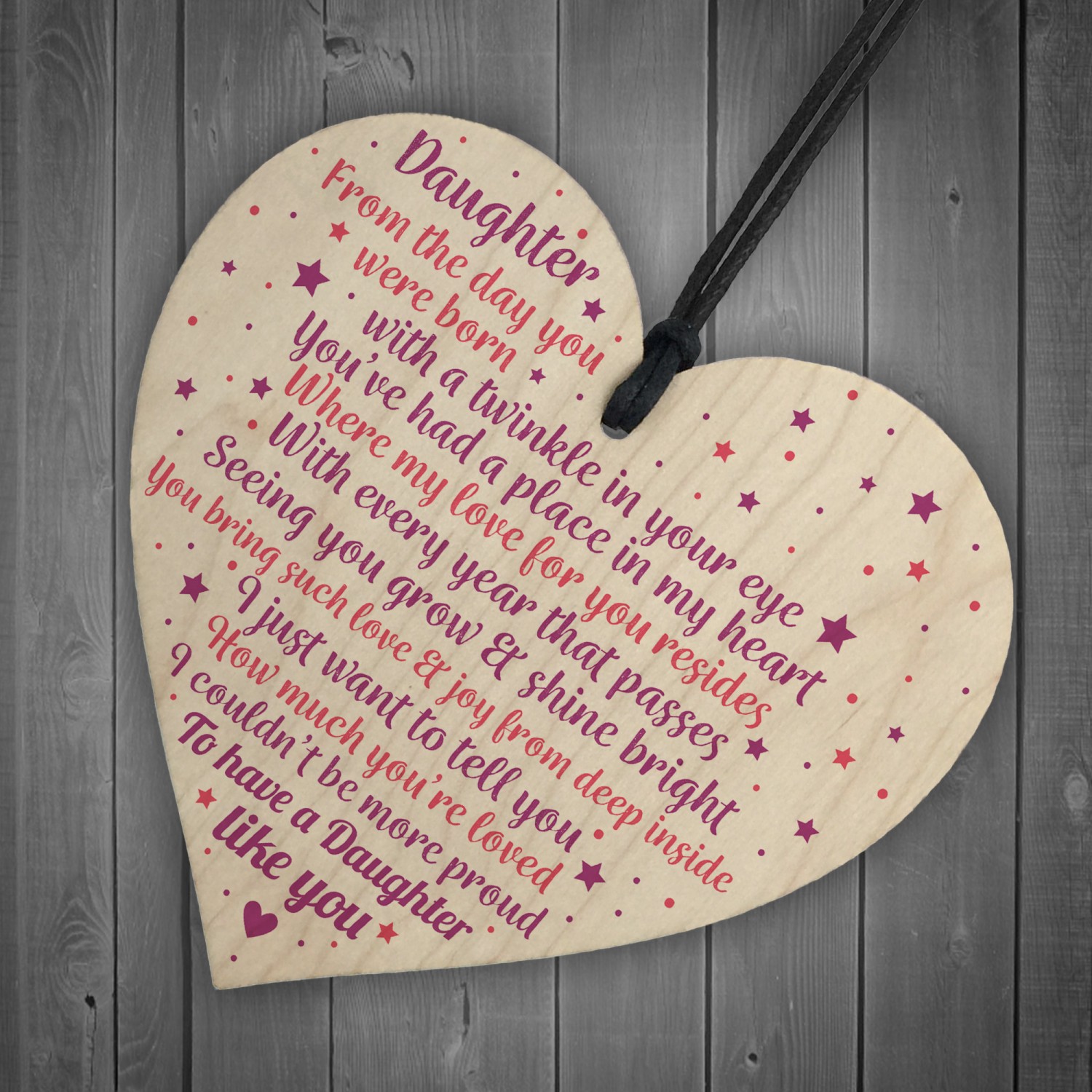 Daughter Gifts From Mum Dad Wood Heart Plaque Birthday Gift