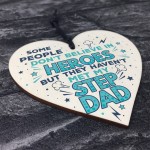 HERO STEP DAD Gift Handmade Wooden Heart Sign Thank You