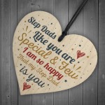 Step Dad Father Gift Christmas Birthday Gift Wood Heart Plaque 