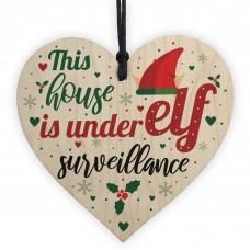 Funny Under Elf Surveillance Heart Home Decor Christmas Kid GIFT